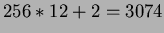 $ 256 * 12 + 2 = 3074$